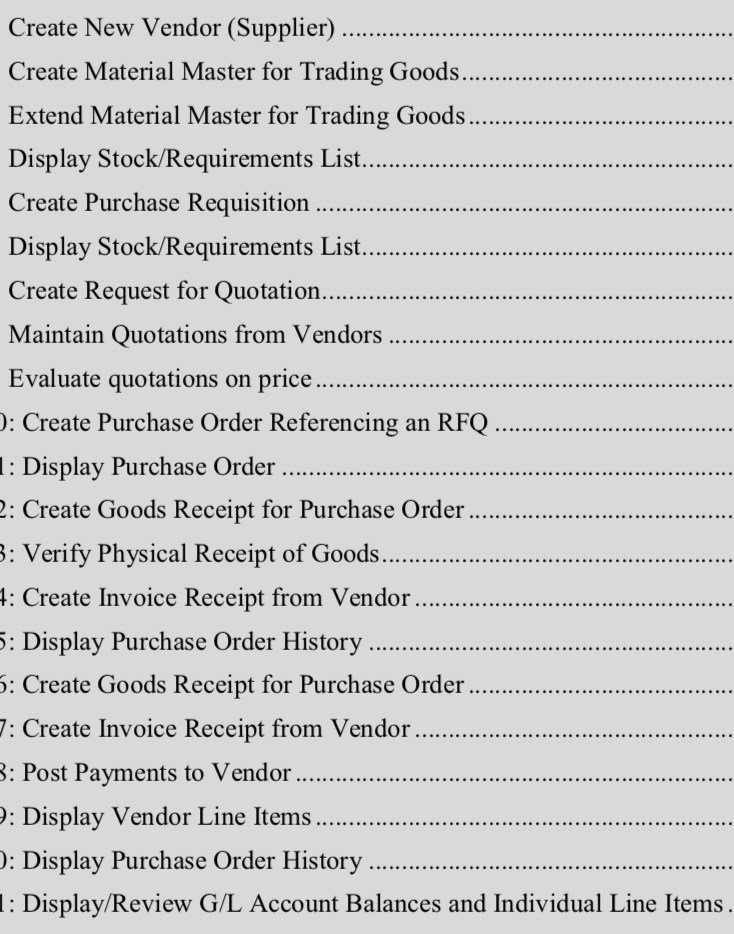 Classify the following (from SAP) as 1) master data or transaction data