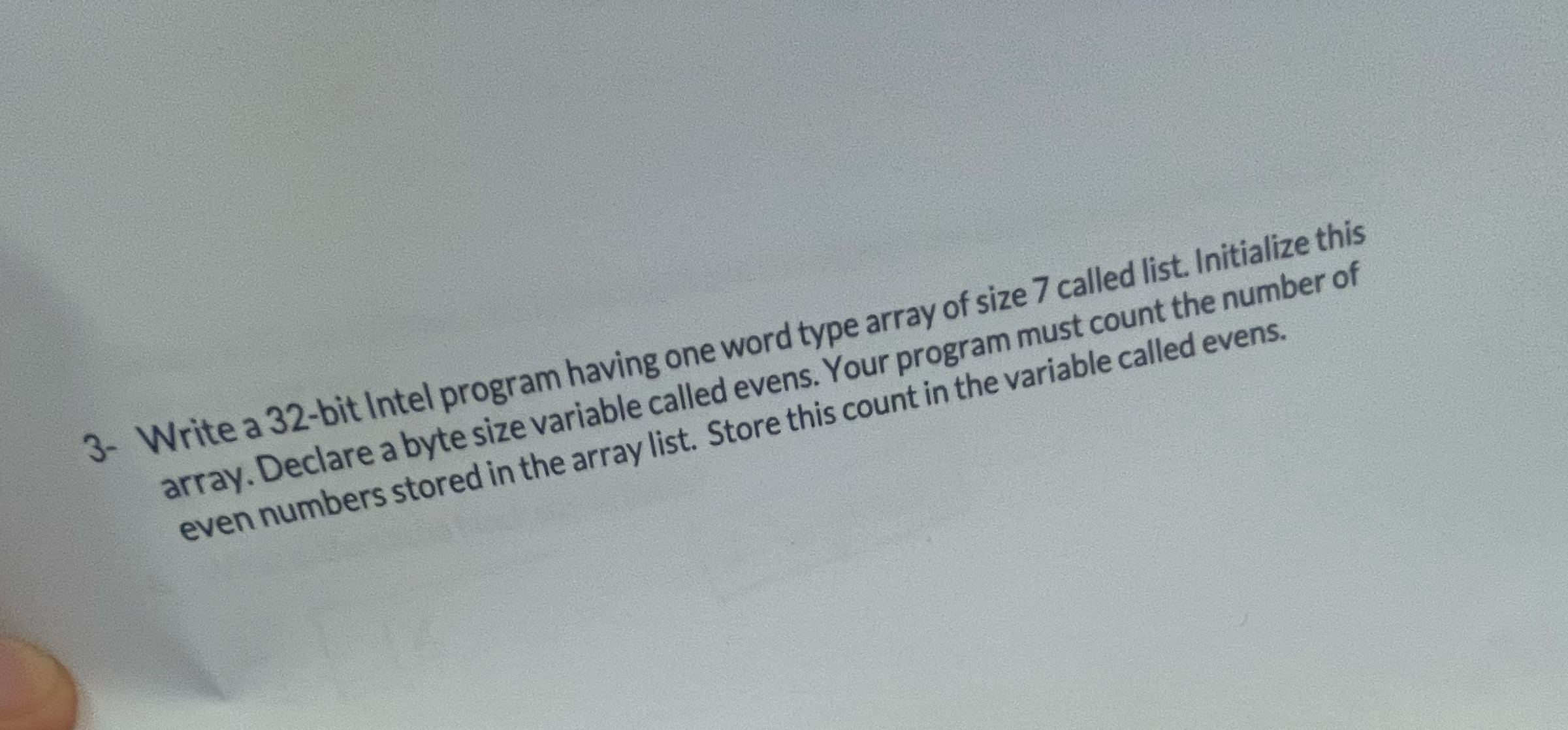  Question3: make sure to answer correctly! 3- Write a 32-bit Intel