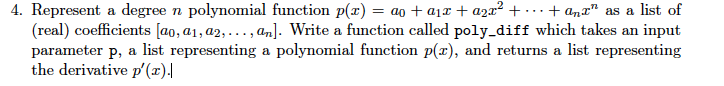  how to solve this using pyton? 4. Represent a degree n