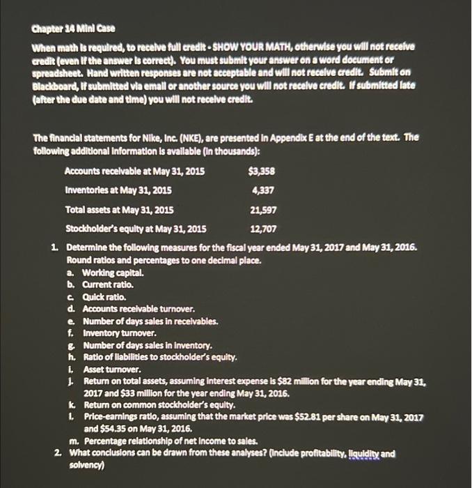  Chapter 34 Mini Case When math is required to receive full