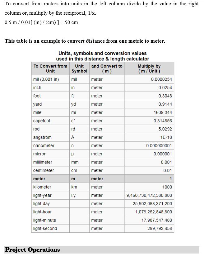 provide some comments Convert Distance Value to Convert: a real number or