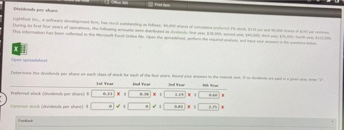  Office 365 Dividends per share. Lightfoot Inc., a software development firm,