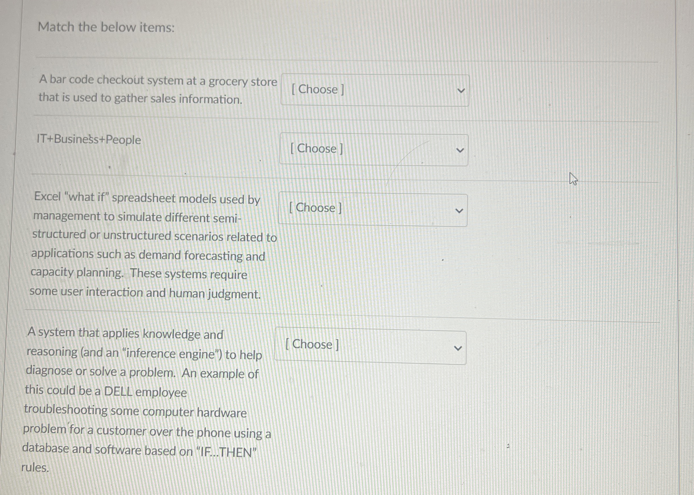  Match the below items: A bar code checkout system at a