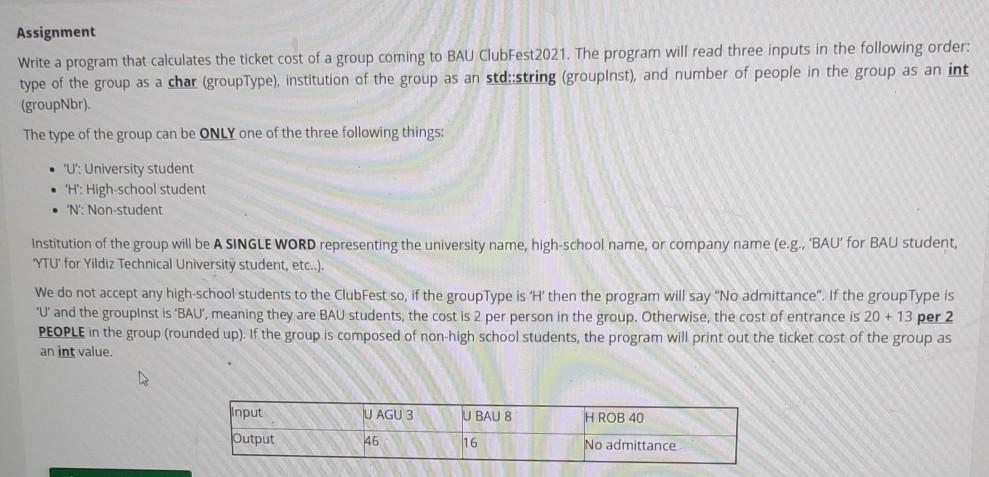 c++ Assignment Write a program that calculates the ticket cost of a