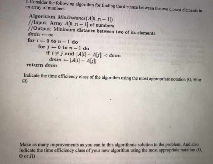 s. Consider the following algorithm for finding the distance between the