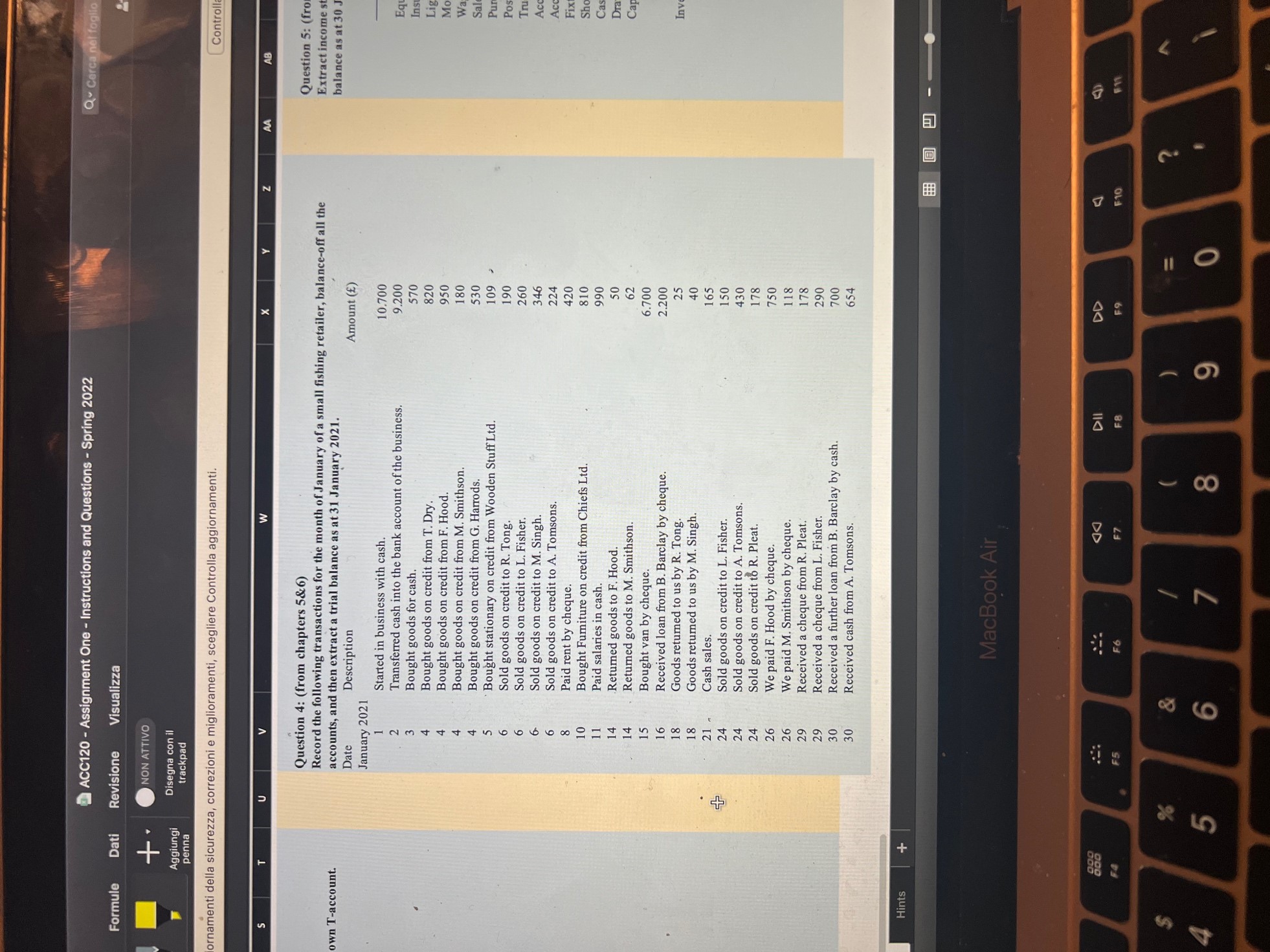  ACC120 - Assignment One - Instructions and Questions - Spring 2022