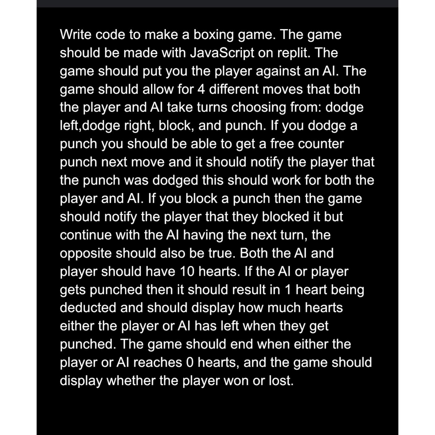  Write code to make a boxing game. The game should be