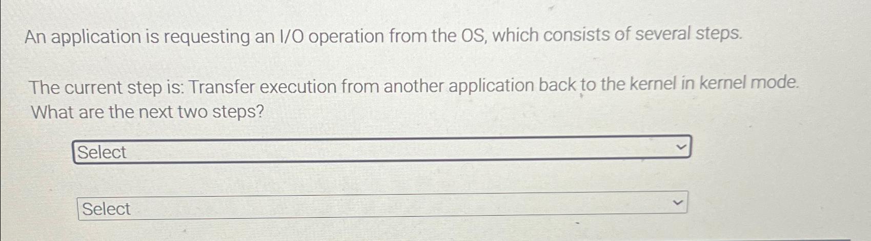  An application is requesting an I/O operation from the OS, which