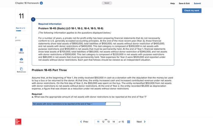  Chapter 18 Homework Help Save & Exit Submit Check my work