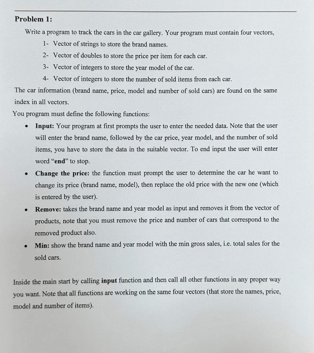 using c++ Write a program to track the cars in the car