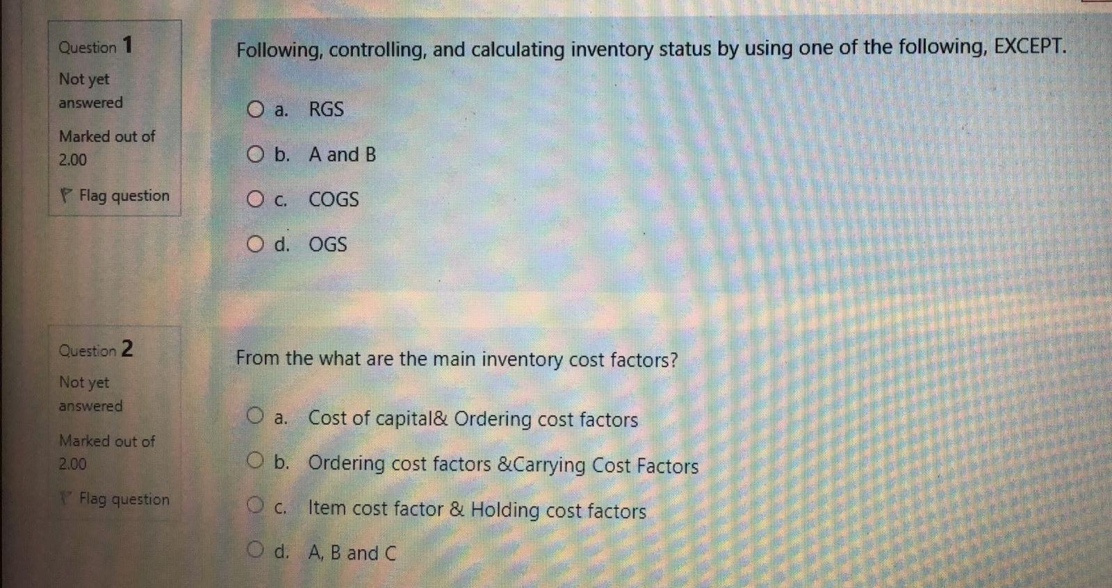 Choose the correct answer without explanation Question 1 Following, controlling, and