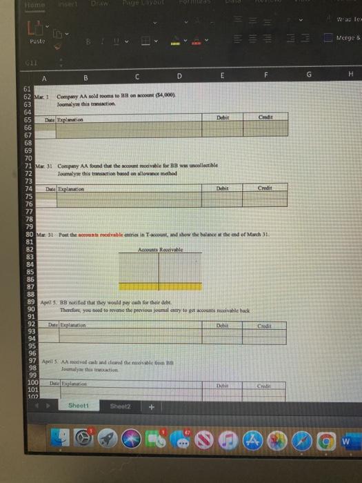 beginning of the ye, AA prepared the Aging of Accounts Receivable Schedule