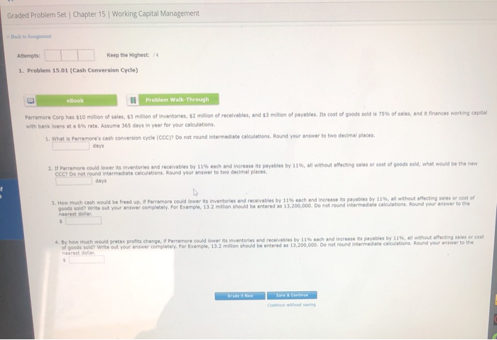 Graded Problem Set Chapter 15 Working Capital Management 