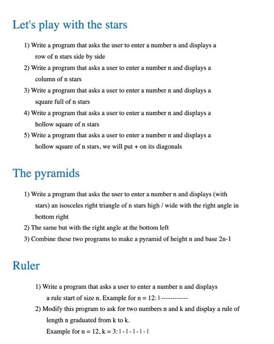  python3please Let's play with the stars 1) Write a program that