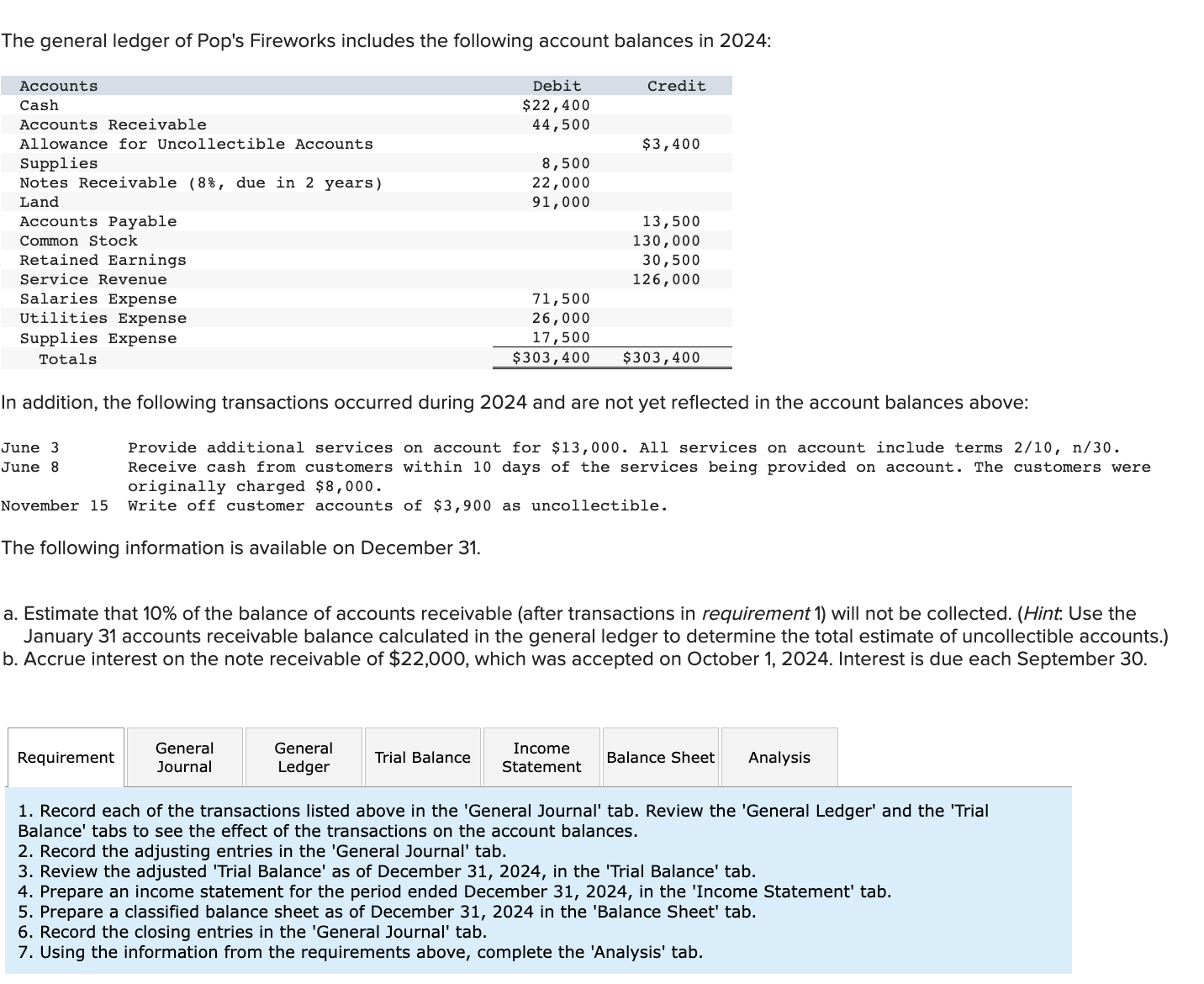 Journal entry worksheet 7 Provide additional services on account for $13,000.