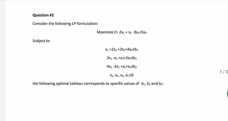 plz fast Question #2 Consider the following LP formulation: Maximize Z=