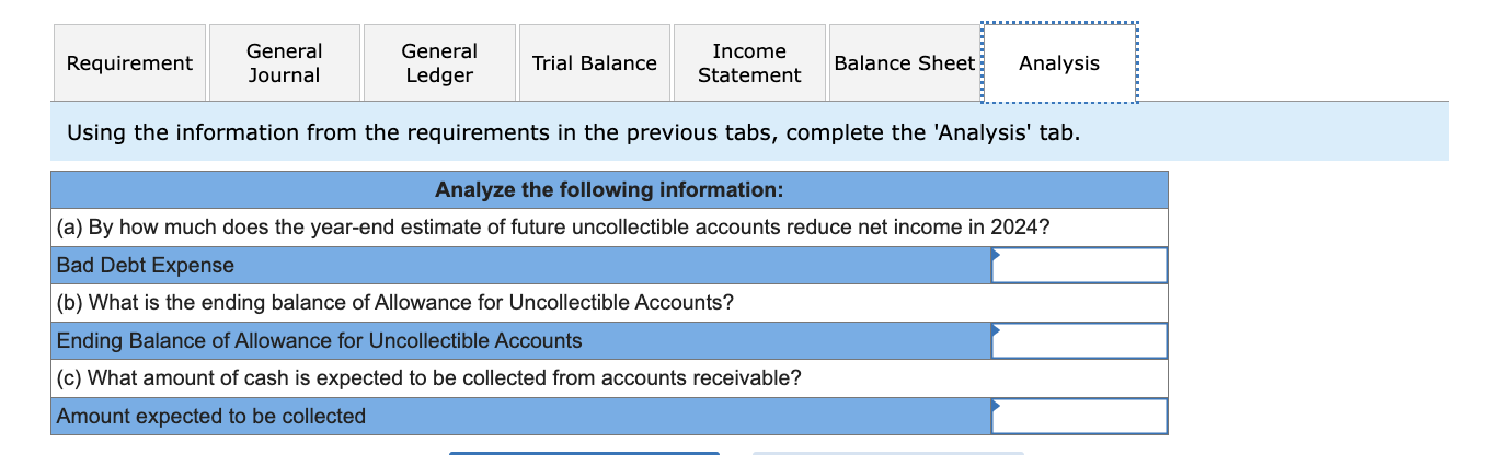the general ledger to determine the total estimate of uncollectible accounts.) b.