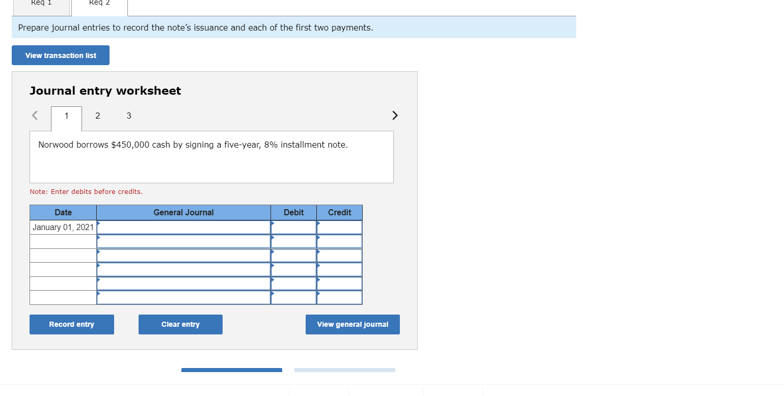 the journal entries in which Norwood records the following: (a) Norwood borrows