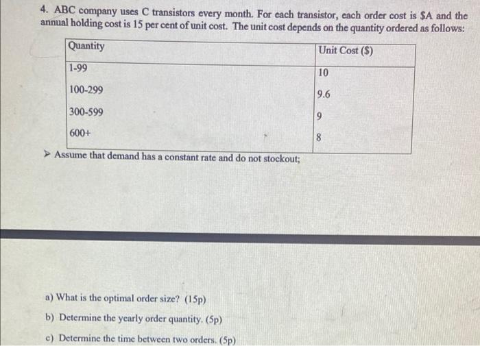 if A and B both are equal to 66 4. ABC company