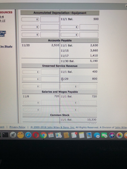 Supplies Equipment Accumulated Depreciation-Equipment $500 2,630 400 720 10,330 3,330 $17,910 1,450