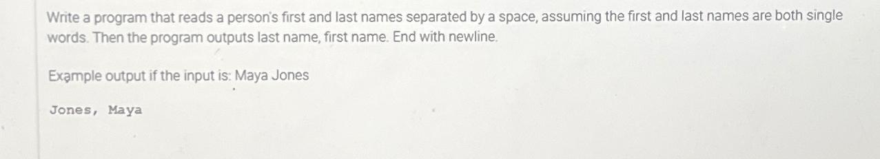  JAVA Write a program that reads a person's first and last
