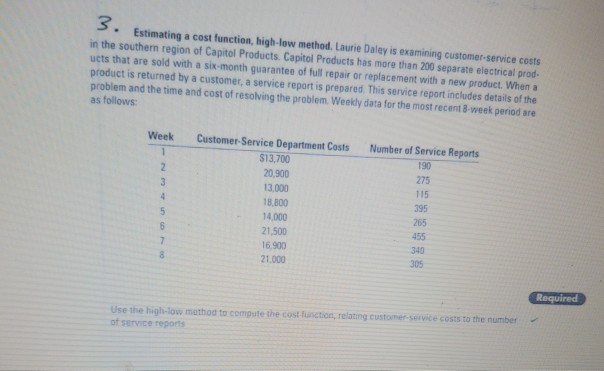  3 S. Estimating a cost function, high-low method. Laurie Daley is