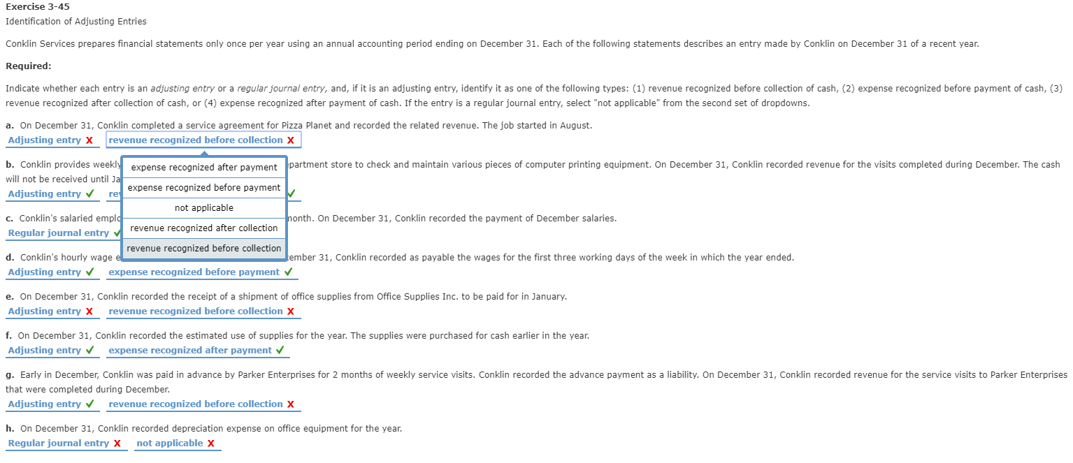 entry, and, if it is an adjusting entry, identify it as one