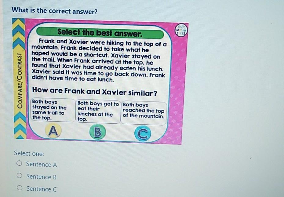 What is the correct answer? M STUS Select the best answer.