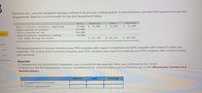  B Pureform, Inc., uses the weighted average method in its process