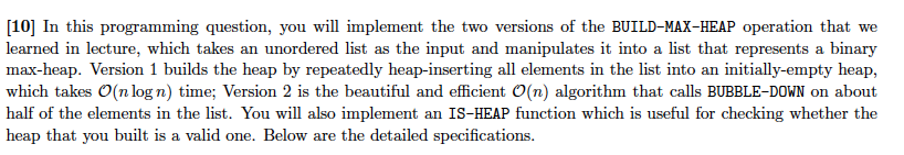 Need to write the code of binary heap that takes nlogn and