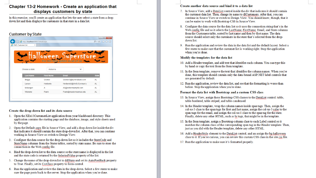 asp.net database visual studio project download files https://ufile.io/1s8je Chapter 13-2 Homework -