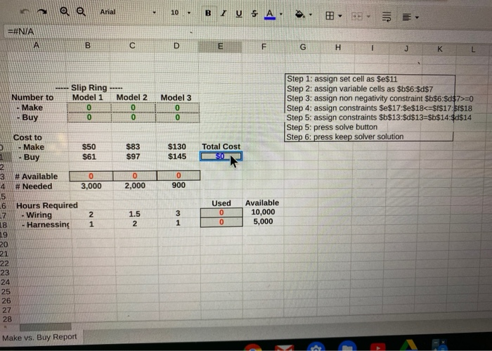 please use excel solver o Arial 10 B 7 V 5A