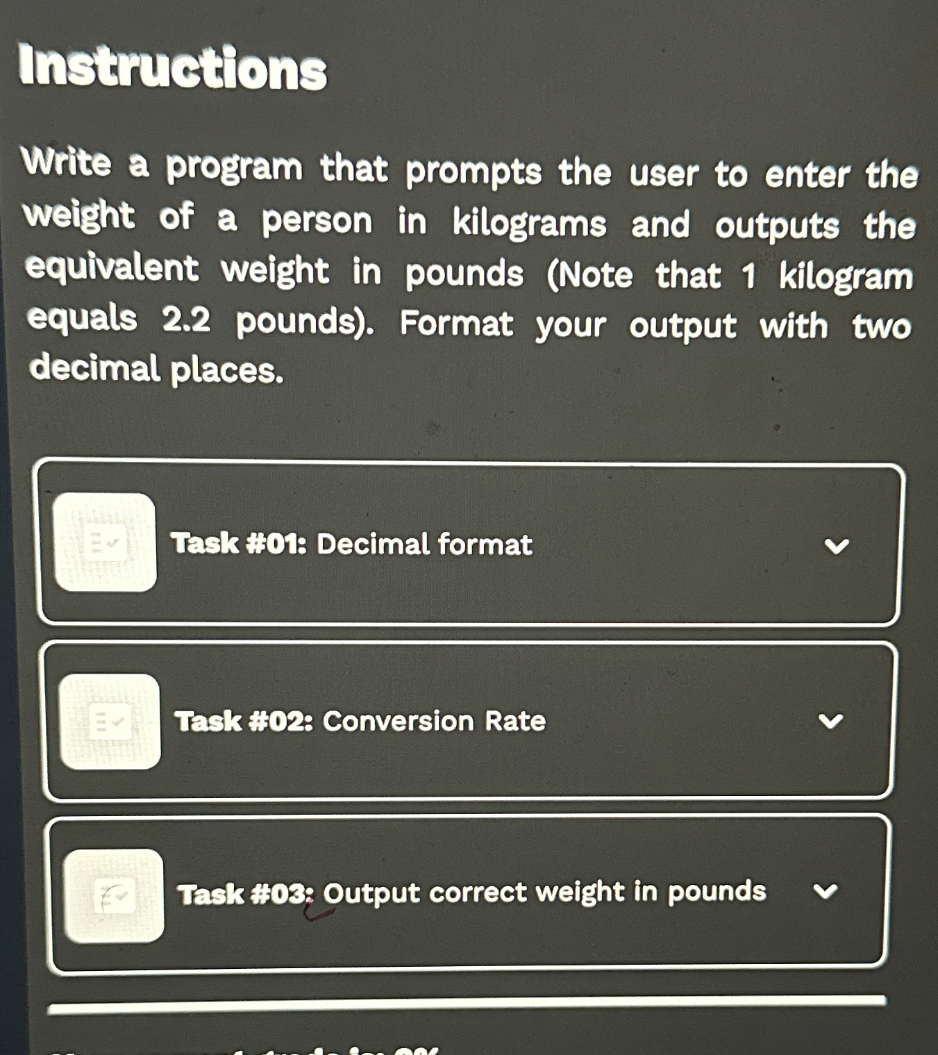 Instrugtions Write a program that prompts the user to enter the