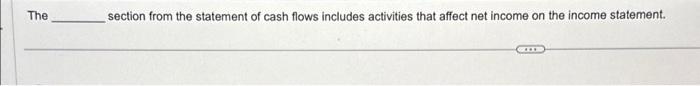  The section from the statement of cash flows includes activities that
