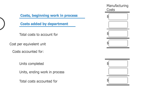 manufacturing costs are added uniformly for all processes. The following information was