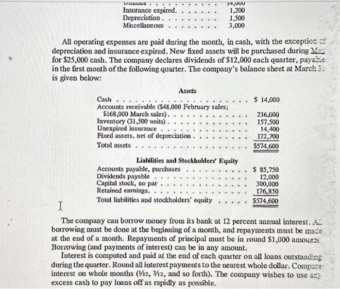  Companies monthly operating expenses are given below: Variable: - Sales commission