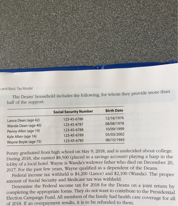 and live at 431 Yucca Drive, Santa Fe, NM Tax Computation Probl