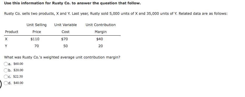 Use this information for Rusty Co. to answer the question that