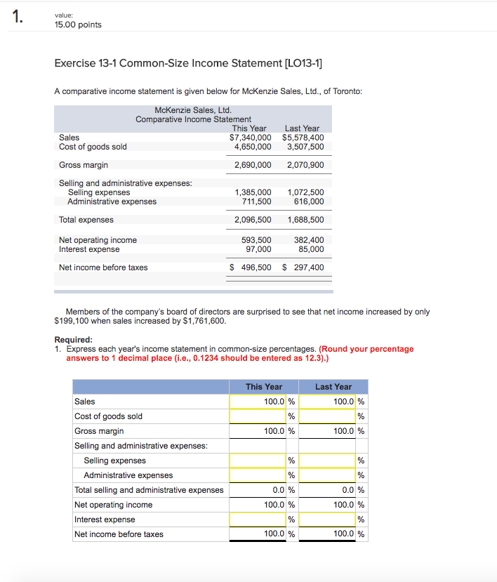  A comparative income statement is given below for McKenzie Sales. Ltd.,