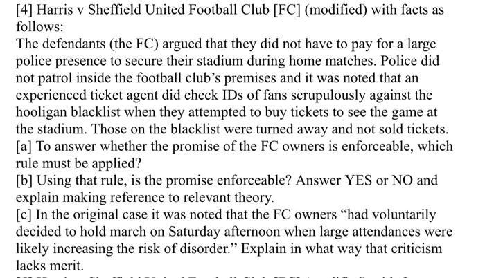 [Solved] [4] Harris v Sheffield United Football Cl  SolutionInn