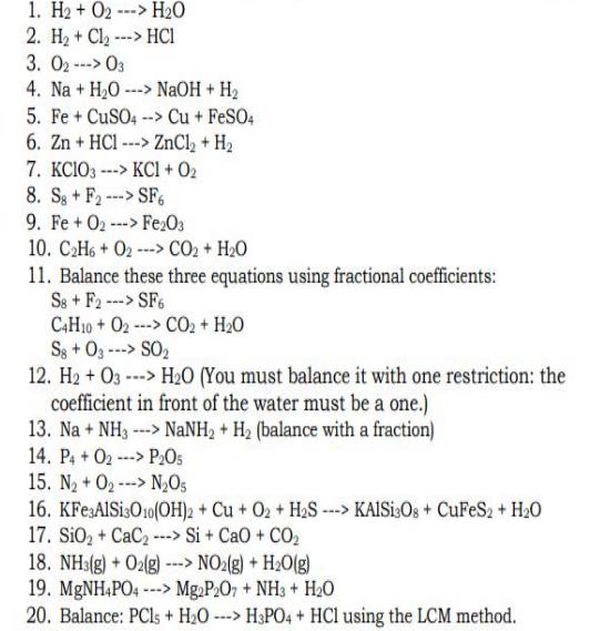 [Solved] Balance the following equations. 1. H2 + SolutionInn