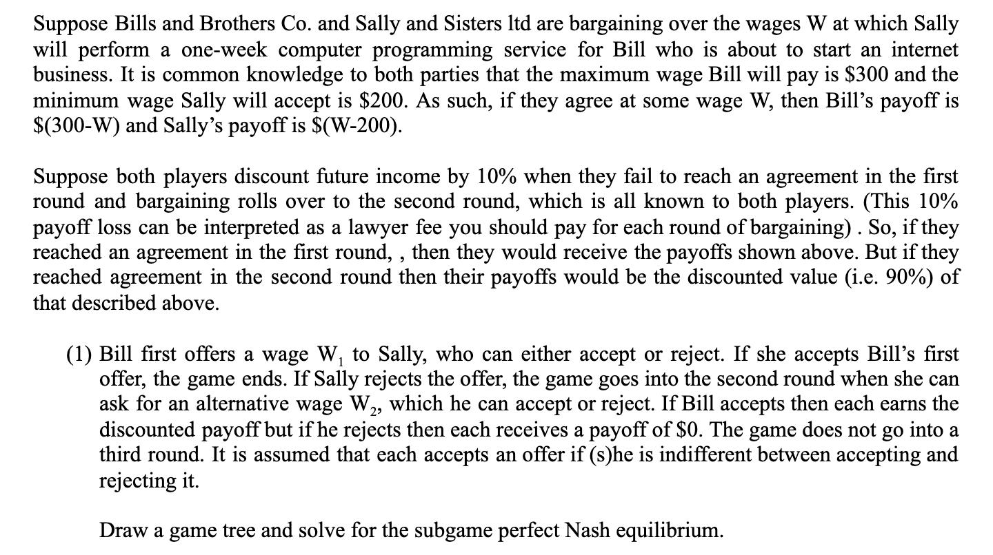 [Solved] Suppose Bills and Brothers Co. and Sally SolutionInn
