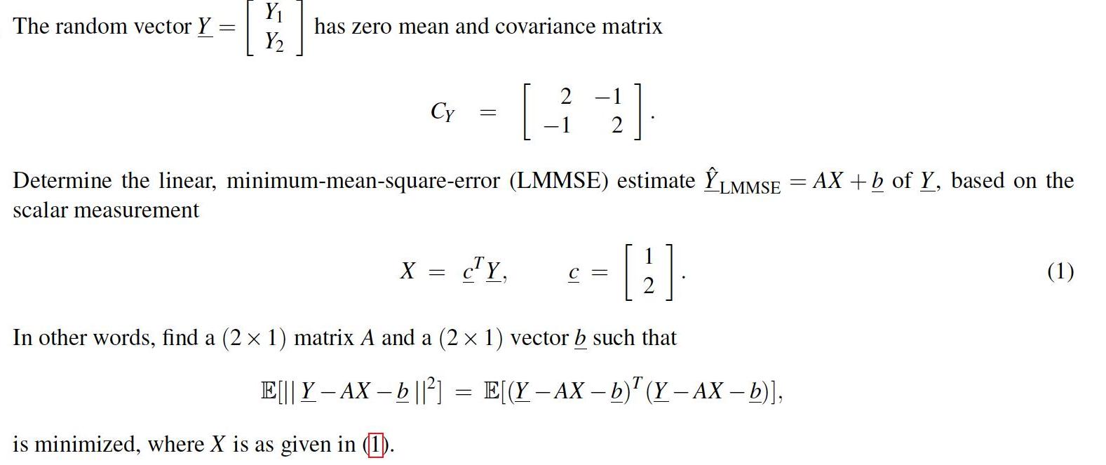 [Solved] Y1 has zero mean and covariance matrix Y2 SolutionInn