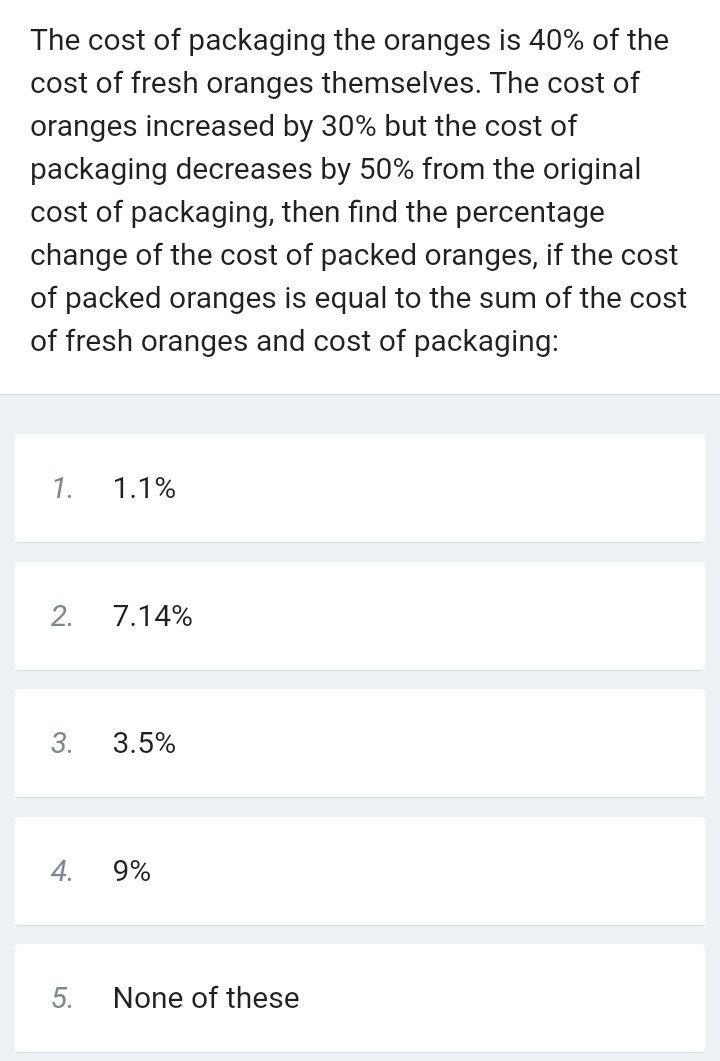 [Solved] The cost of packaging the oranges is 40 SolutionInn