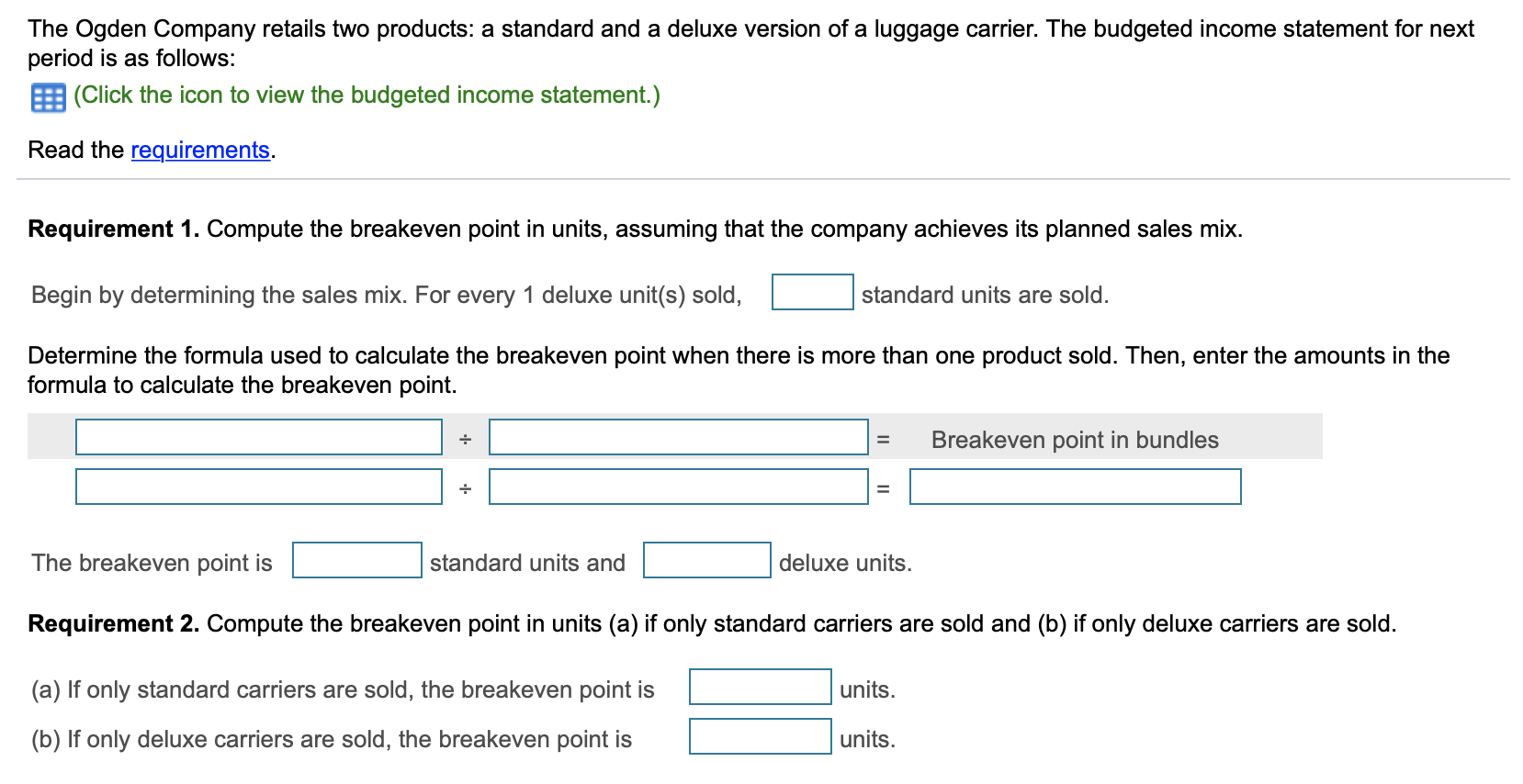 [Solved] The Ogden Company retails two products a SolutionInn
