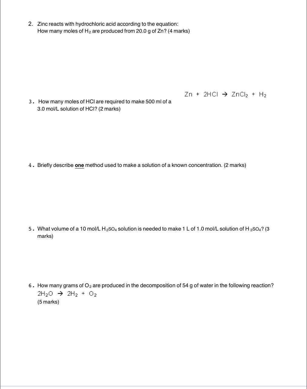 [Solved] 2. Zinc reacts with hydrochloric acid acc SolutionInn