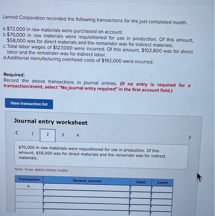 [Solved] Larned Corporation recorded the following SolutionInn