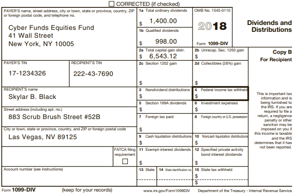 O corrected (if checked) payer's name, street address, city or town, state or province, country, zip la total ordinary d