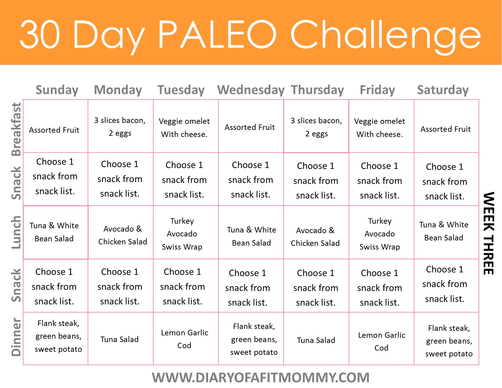30 Day Paleo Challenge Diary Of A Fit Mommy