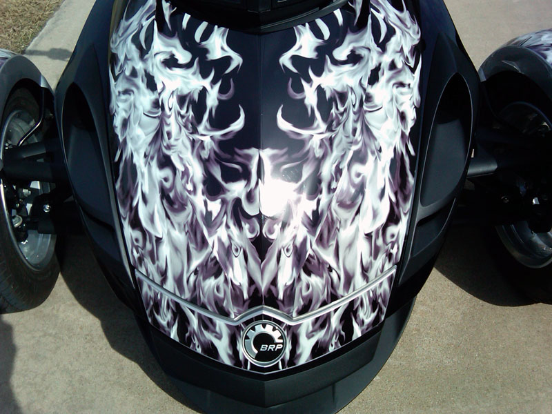 CanAm Spyder GrayBlack Flame precut vinyl graphics kit
